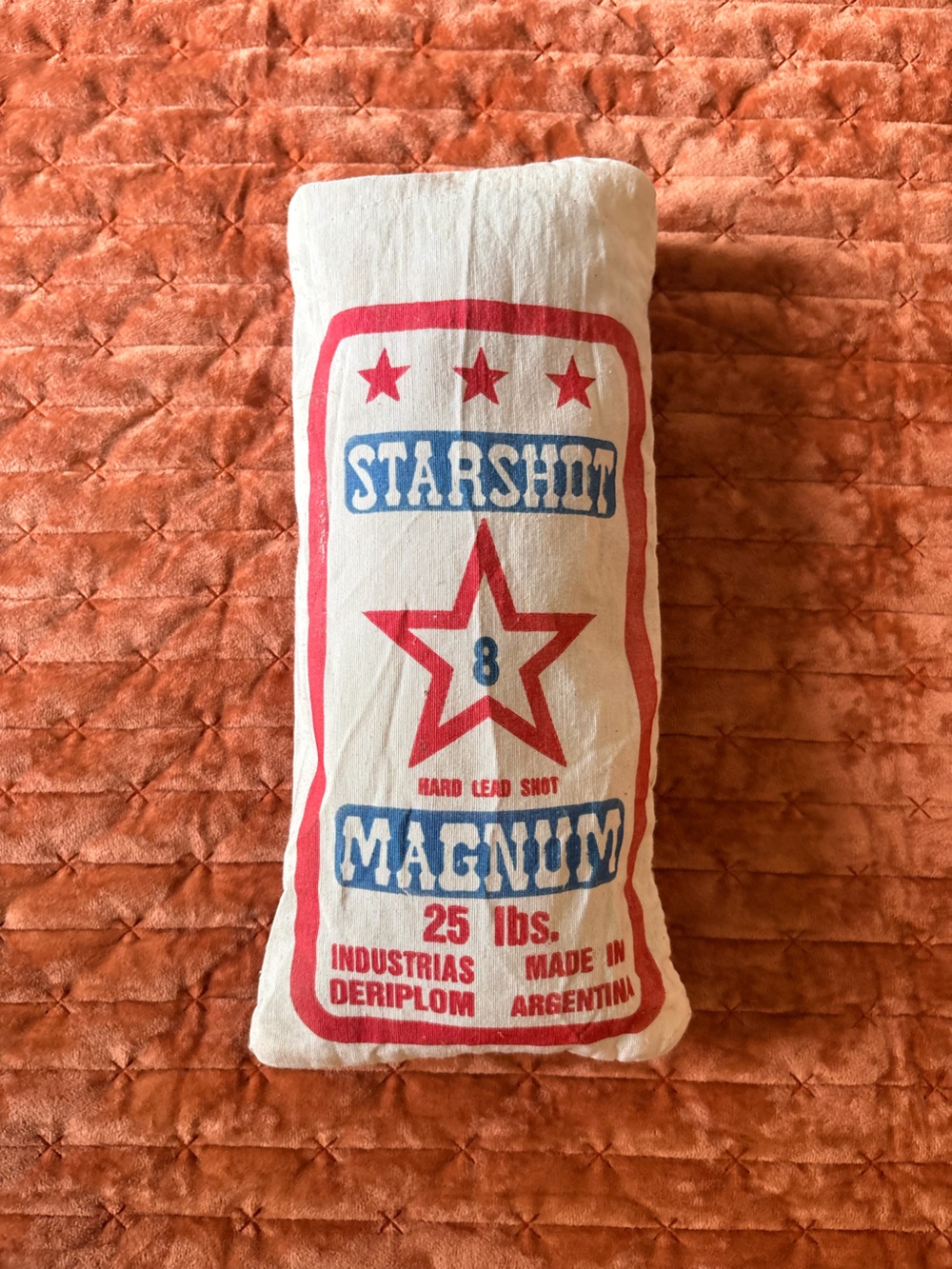 Vintage Starshot Magnum 25 lbs Canvas Bag- Red & Blue Print